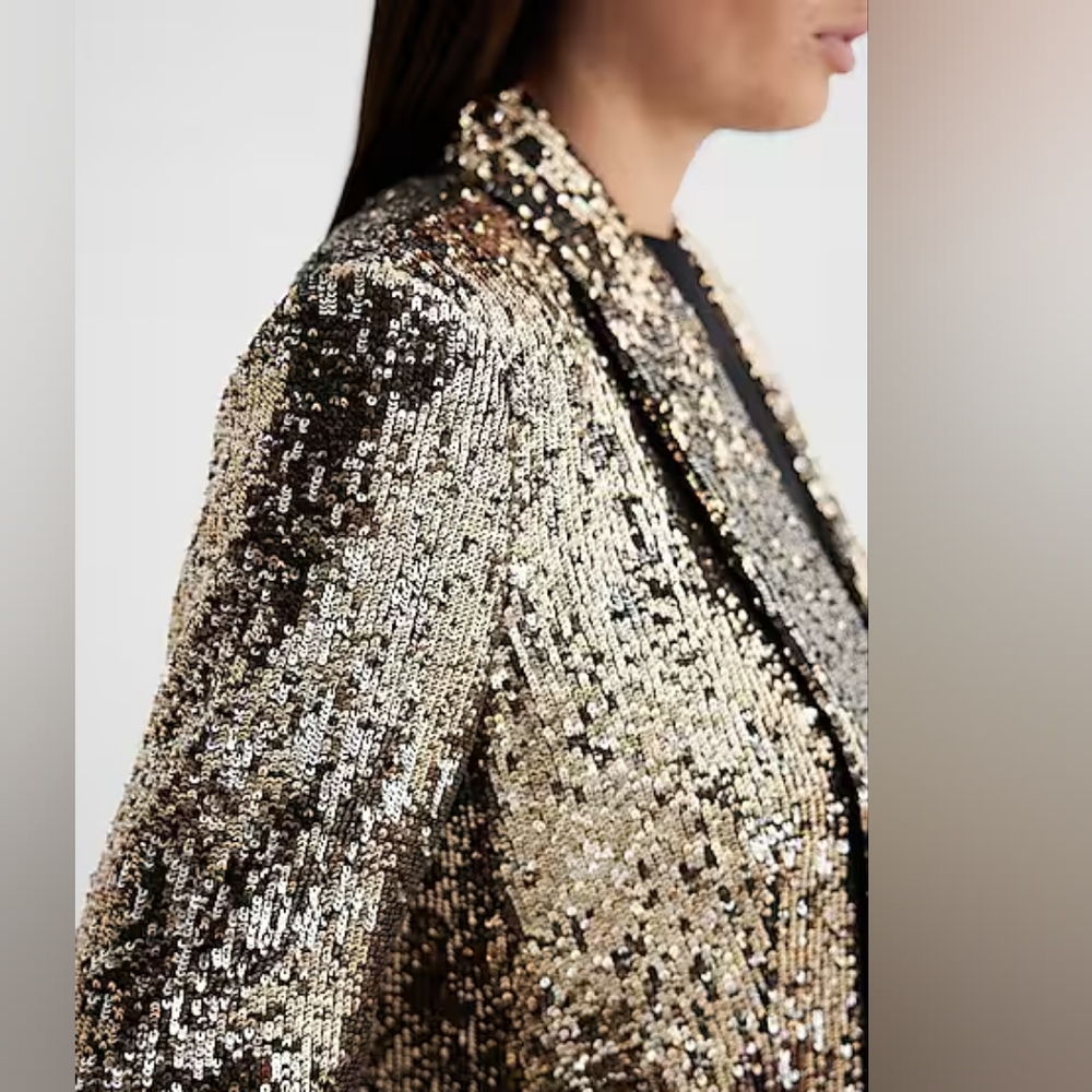 EXPRESS: Sequin Classic Peak Lapel Boyfriend Blazer - Picture 3 of 7